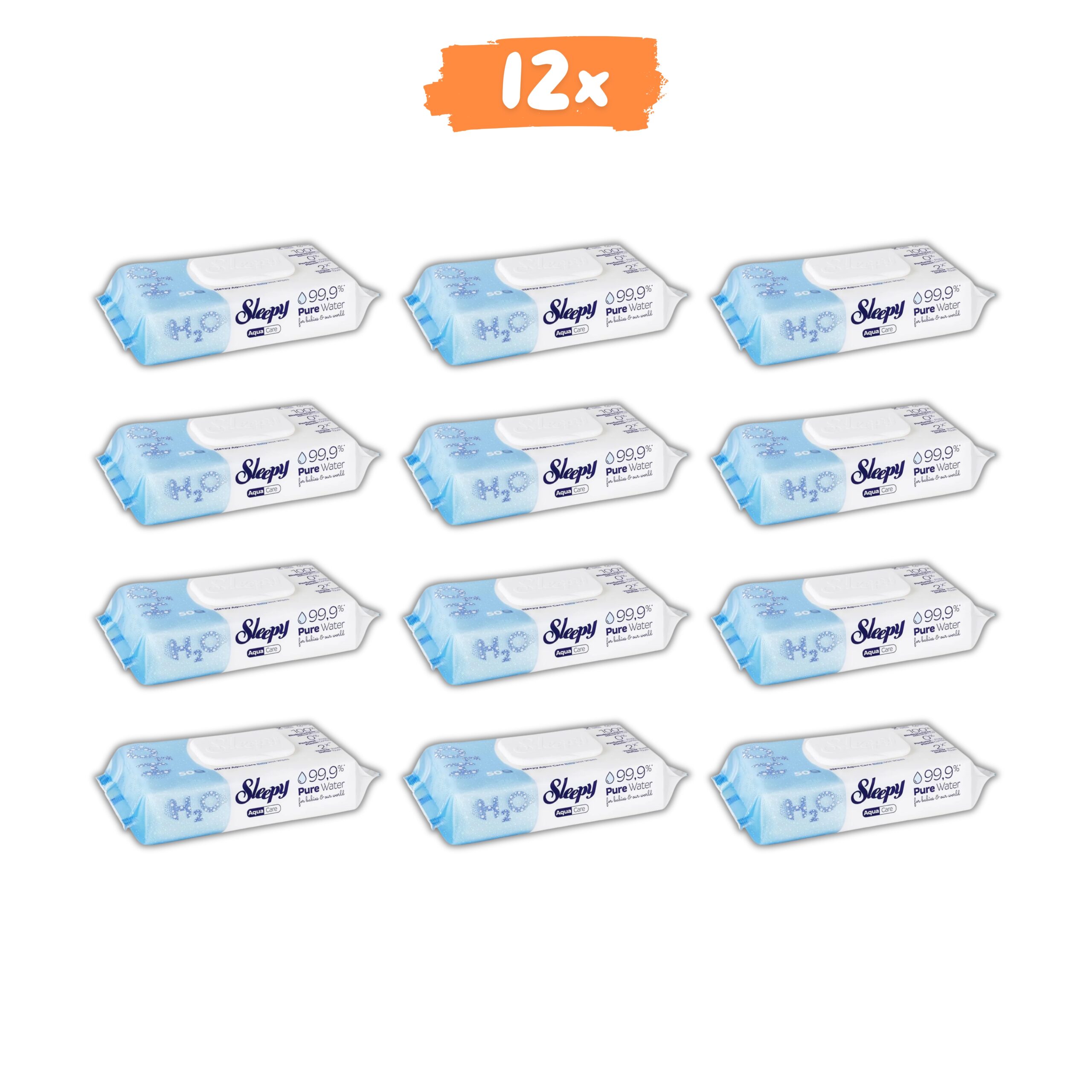 Sleepy Aqua Care Pure Water Babydoekjes 12x50 vellen - Afbeelding 2